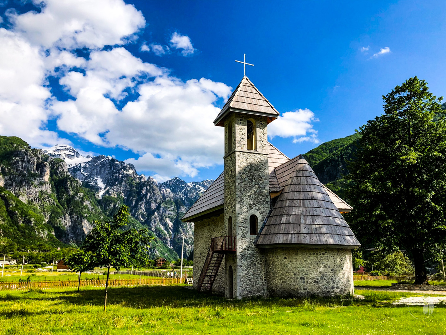 Theth church in the Albanian Alps - historic cultural landmark