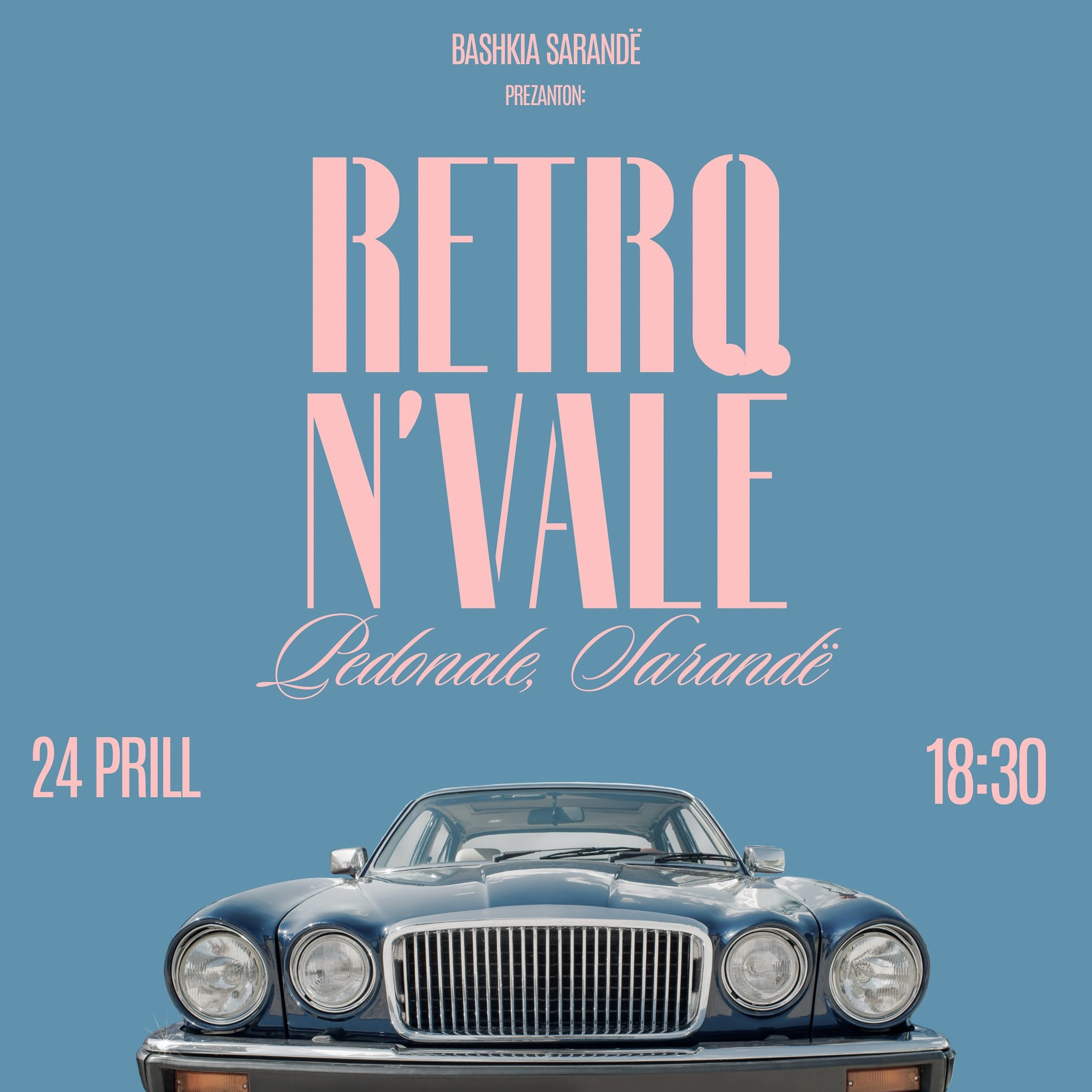 Retro car parade in Saranda - vintage vehicles exhibition
