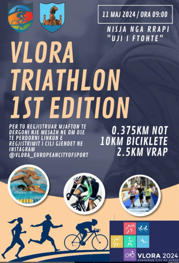 Vlora Triathlon event - swimming, cycling, and running competition
